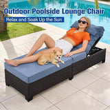 Outdoor Chaise Lounge Chair, Patio Rattan Adjustable Recliner with 5-Inch Thick Cushion - Photo 3