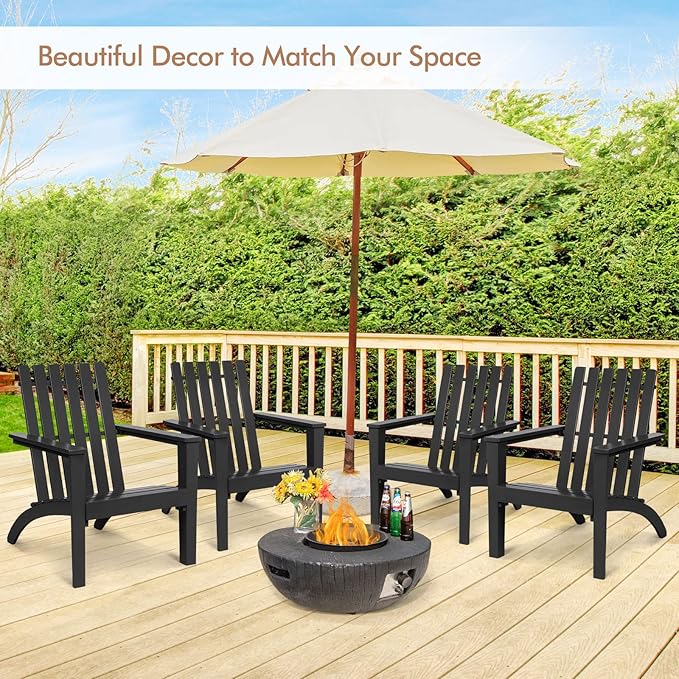 Tangkula Adirondack Chair Acacia Wood Outdoor Armchairs, Weather Resistant for Patio Garden Backyard Deck Fire Pit, Lawn Porch Furniture & Lawn Seating, Campfire Chairs, Adirondack Lounger (2, Black)