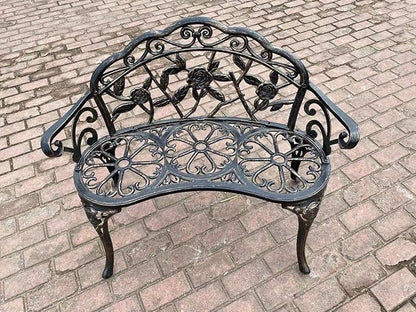 Patio Balcony Bench Double Seat, Anti-Rust Cast Aluminum Patio Garden Bench for Park Yard Outdoor Furniture Copper.1