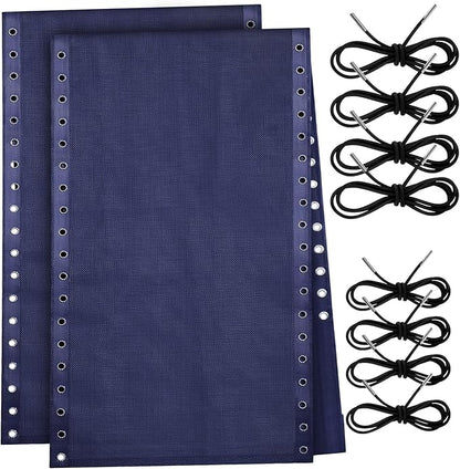 Queekay 2 Pcs Gravity Chair Replacement Fabric with 8 Bungee Cord Lounge Chair Cloth Mesh Patio Chair Repair Kit for Patio Recliner Outdoor Lawn Pool Beach Sling Chair (Blue,63" X 21")