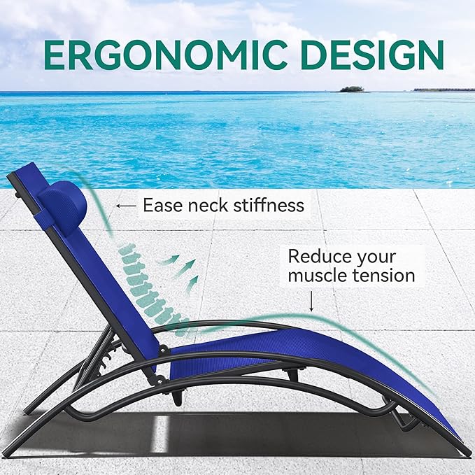YITAHOME Outdoor Chaise Lounge Chair Set of 3, Pool Lounge Chairs with Side Table & 5-Position Adjustable Backrest - Photo 7