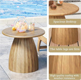 Metal Small Patio Table, Round Outdoor Side Table, Wood Color Outdoor Accent Patio End Table, for Garden, Pool, Deck - Photo 2