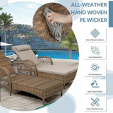 Outdoor Chaise Lounge Chair, PE Wicker Long Recliner Patio Lounge Chair with Cushion - Photo 6