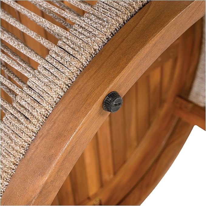 GDFStudio 27.95" Acacia Wood Outdoor Coffee Table, Handwoven Rope Accents - Photo 7