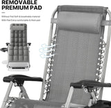 MoNiBloom Beach Chaise Lounge Chair, Patio Folding Recliner with Removable Cushion, Headrest & Tray - Photo 4