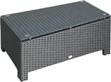 Outsunny Patio Furniture, Wicker Coffee Table, Hand-Woven PE Rattan Side Table with a Tempered Glass Top, 33.5" x 19.75" - Photo 1