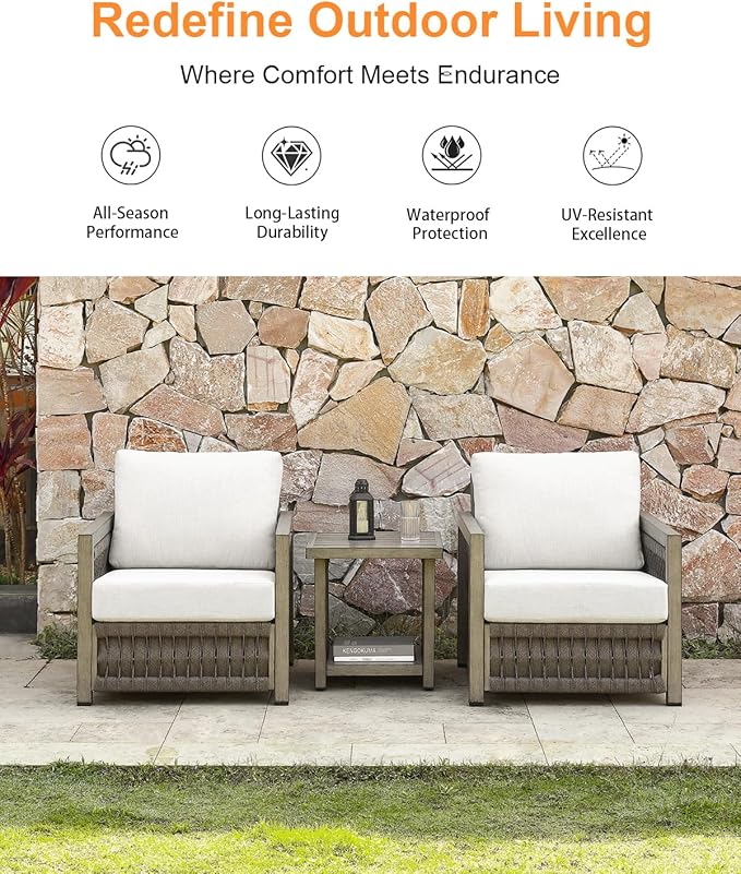 Patio Sofa Chair, Never Rusts Aluminum Outdoor Armchair with Washable Cushions - Photo 4