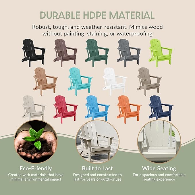 WestinTrends Malibu Malibu Outdoor Folding Poly Adirondack Chair (Set of 8), Sand