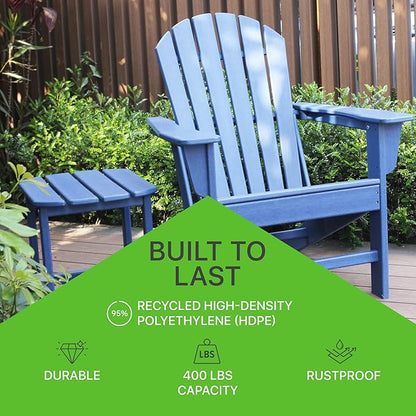 NewTechWood Atlantic Classic Curveback Plastic Weather Resistant Patio Adirondack Chair, Easy Installation, Widely Used in Outdoor, Fire Pit, Deck, Lawn, Outside, Garden Chairs (Royal)