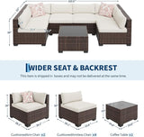 7-Piece Outdoor Patio Furniture Set, Modular Sectional Sofa with Water-Resistant Washable Thick Cushions & Coffee Table - Photo 2