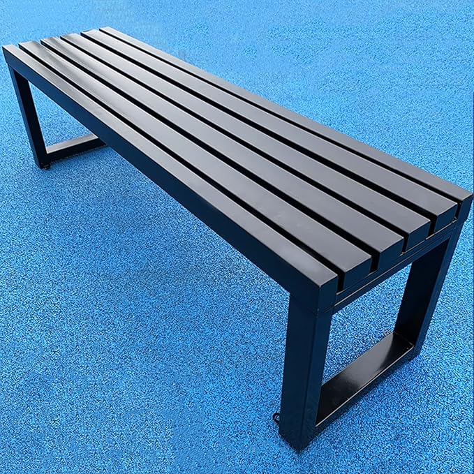 Outdoor Metal Garden Bench, Slatted Patio Seating for Yard & Porch, Durable Furniture for Park & Picnic, 120cm/47.2in, Stylish Black Outdoor Decor