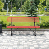 4/6/8 Feet Park Bench for Outside Heavy Duty Metal, Garden Benches Outdoor Bench with Backrest & Portable Frame - Photo 2