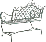 SAFAVIEH Outdoor Collection Abner Victorian Antique Dark Green Wrought Iron 46-inch Wide Garden Bench - Photo 5