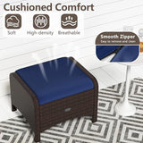 RELAX4LIFE Wicker Outdoor Ottomans for Patio - Set of 2 Rattan Footstools w/Removable Cushions - Photo 5