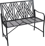 Sunnydaze 2-Person Outdoor Garden Bench - Geometric Lattice Iron Patio Bench - Black - 42" W - Photo 1