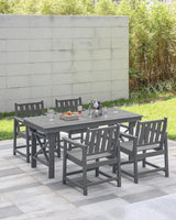 HDPE Patio Dining Set, 5-Piece Outdoor Table and Chairs with Umbrella Hole, Modern Outdoor Dining Set for 4 - Photo 8