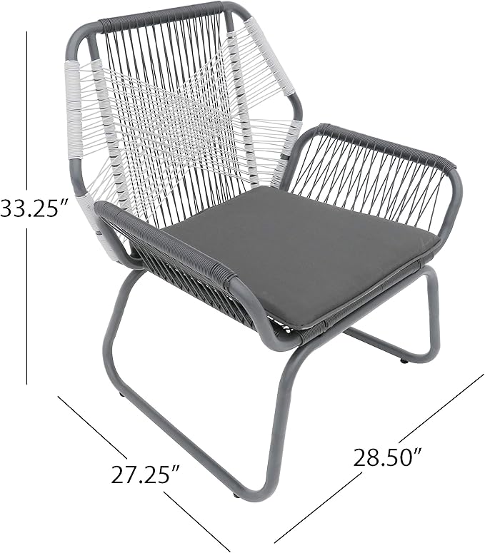 Christopher Knight Home Lydia Outdoor Wicker Club Chair (Set of 2), Gray/White/Gray - Photo 3