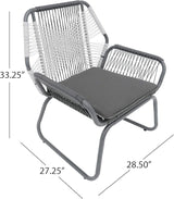 Christopher Knight Home Lydia Outdoor Wicker Club Chair (Set of 2), Gray/White/Gray - Photo 3
