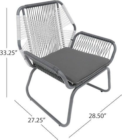 Christopher Knight Home Lydia Outdoor Wicker Club Chair (Set of 2), Gray/White/Gray
