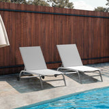 Domi Pool Lounge Chairs Set of 2, Adjustable Aluminum Outdoor Chaise Lounge with Wheels Patio Lounge Chairs - Photo 1