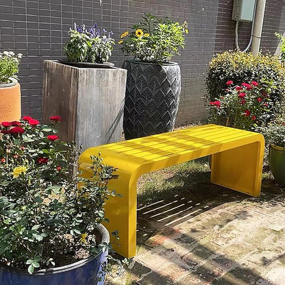 Premium Heavy-Duty Steel Frame Outdoor Bench - Weatherproof Metal Garden Bench for Patio, Porch, Park- All-Weather Commercial Grade Seating