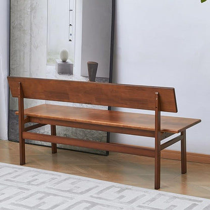 Outdoor indoor Bench, 47.2 Patio Garden and balcony Wooden Bench, Weatherproof Sturdy Wood Garden Bench with Seat for Porch, Park, Backyard, 600 Lbs Max Load, 2-Person Walnut Loveseat with Backrest