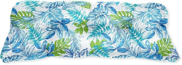 BrylaneHome Tufted Bench Cushion - 45.5" L x 19" W x 3" H- Patio & Outdoor - Water, Stain & Fade Resistant - Blue Fern - Photo 1