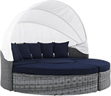Modway Summon Outdoor Patio Daybed with Canopy and Sunbrella Cushions in Canvas Navy - Photo 4