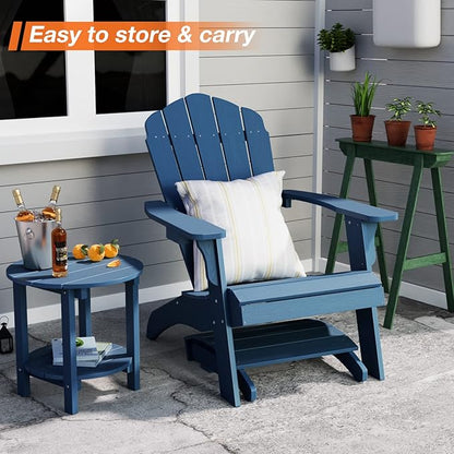 YEFU Adirondack Ottoman, Patio Foot Rest, Adirondack Foot Rest, Folding Adirondack Footstool, Weather Resistant for Adirondack Chair, Widely Used for Outdoor, Porch, Backyard, Fire Pits-Navy Blue