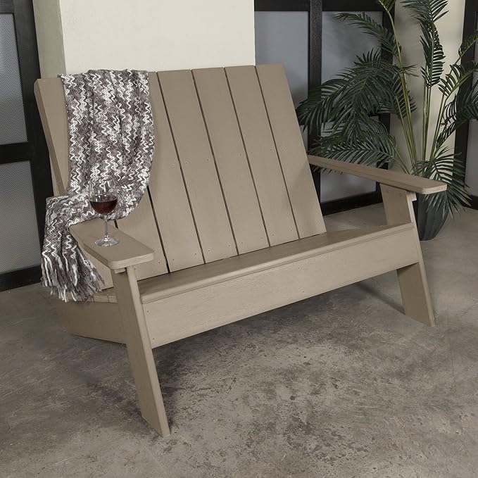 highwood Italica Modern Outdoor Adirondack Loveseat, Woodland Brown