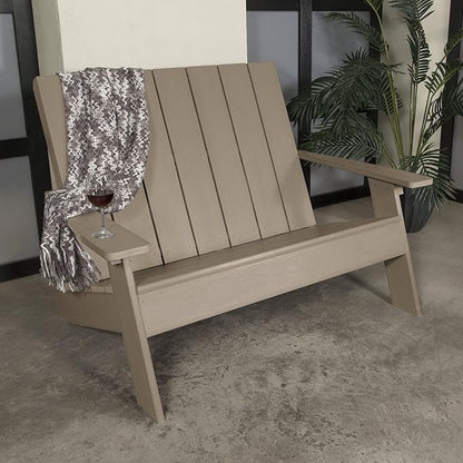 highwood Italica Modern Outdoor Adirondack Loveseat, Woodland Brown