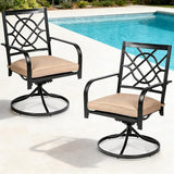 SUNCROWN Outdoor Dining Swivel Chairs Set of 2, Metal Frame Patio Chair Rocker with Brown Cushion for Garden, Bistro - Photo 1