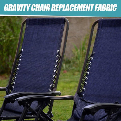Queekay 2 Pcs Gravity Chair Replacement Fabric with 8 Bungee Cord Lounge Chair Cloth Mesh Patio Chair Repair Kit for Patio Recliner Outdoor Lawn Pool Beach Sling Chair (Blue,63" X 21")