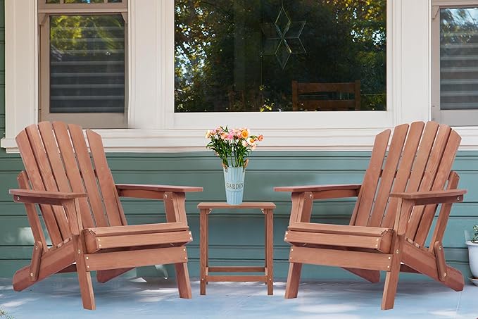 Oversized Wooden Folding Adirondack Chair with Pre-Assembled Backrest and Seat Board, Lounge Chair for Outdoor Patio Garden Lawn Backyard Firepit Deck Pool Beach