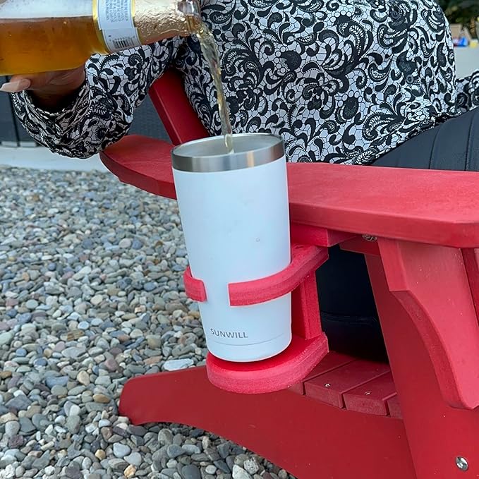 Durable Cup Holder for Outdoor Furniture – Adirondack Chair Attachment, Red, Perfect for Outdoor Enthusiasts, Affordable & Easy to Use