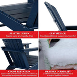 Costaelm Outdoor Adirondack Chair, HDPE Patio Chair, Weather Resistant Lawn Firepit Outside Chairs for Porch, Poolside - Photo 5