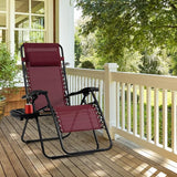 Tangkula Zero Gravity Chair, Folding Patio Lounge Chair Adjustable Outdoor Recliner with Cup Holder - Photo 2
