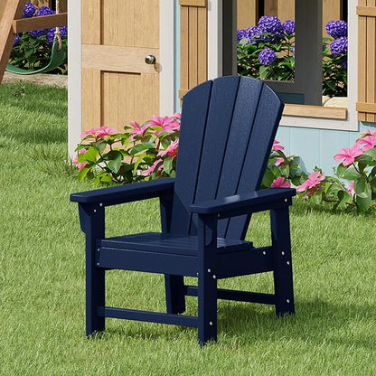Costaelm Kids Lawn Chair, Toddler Outdoor Chair Kids Patio Furniture and Outdoor Children Picnic Activity Modern Adirondack Chairs for Garden, Patio, Backyard & Beach, Navy Blue