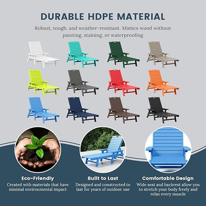 WO WESTIN OUTDOOR HDPE Laguna Poly Reclining Chaise Lounge, Pacific Blue