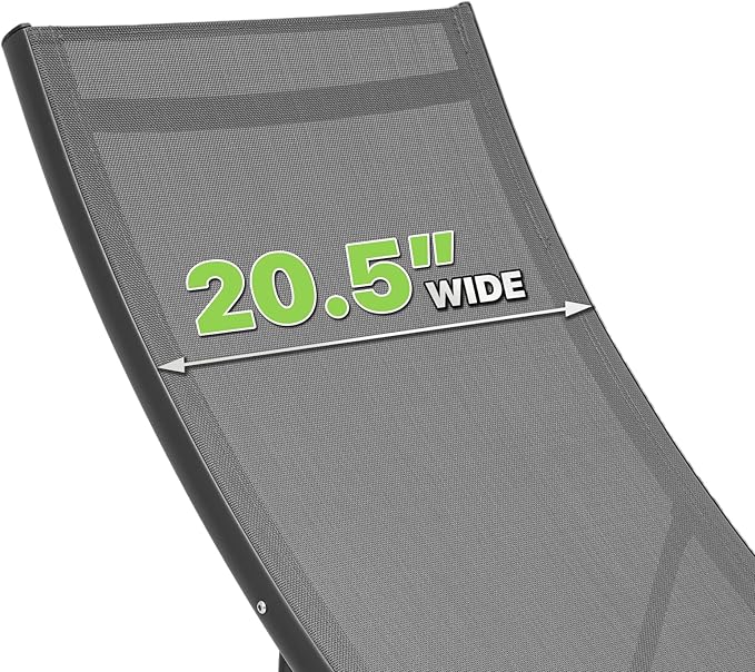 Magshion Outdoor Chaise Lounge Chair Set of 2 with Folding Side Table, Patio Pool Lounger Chairs with 6 Position, Tanning Recliner for Sunbathing, Beach, Deck, Lawn, Yard, Balcony, Poolside, Grey