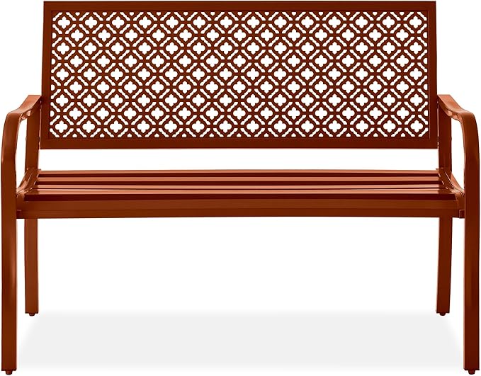 Best Choice Products Outdoor Bench 2-Person Metal Steel Benches Furniture for Garden, Patio, Porch - Photo 1