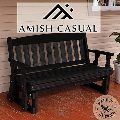Amish Casual Heavy Duty 800 Lb Mission Pressure Treated Porch Glider (4 Foot, Semi-Solid Black Stain)