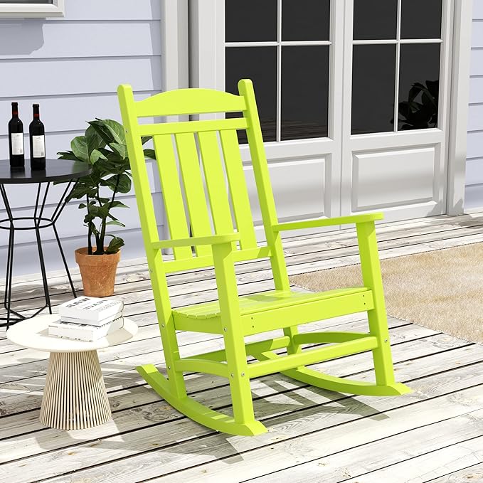 WestinTrends Malibu 3-Piece Set Outdoor/Patio Rocking Chairs (2 Seater), Lime