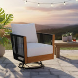 Christopher Knight Home Gunar Outdoor Metal & Acacia Wood Frame Swivel Accent Chair with Cushion - Photo 4
