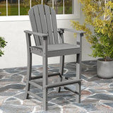 Tangkula Outdoor Tall Adirondack Chair 30 Inches Seat Height, HDPE Bar Height Patio Chair with High Backrest - Photo 6