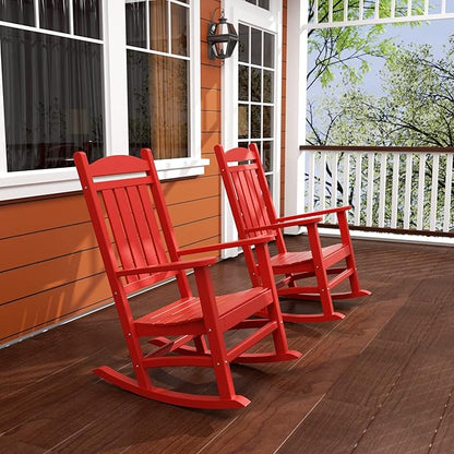 WO WESTIN OUTDOOR HDPE Laguna Classic Porch Rocking Chair (Set of 2), Red