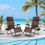 Tangkula Set of 2 Zero Gravity Chair, Folding Patio Lounge Chair Adjustable Outdoor Recliner with Cup Holder - Photo 2