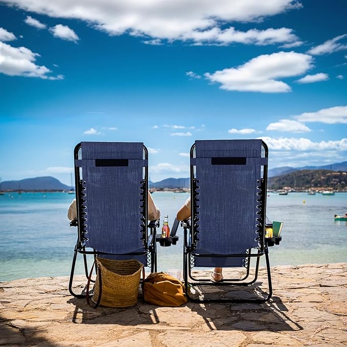 Nestl Zero Gravity Chairs Set of 4, Patio Lounge Chair Outdoor with Pillows & Cup Holder Trays - Photo 2