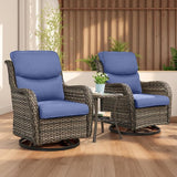 Rilyson Wicker Rocking Chair Swivel Chairs - 3 Piece Rocker Patio Furniture Set Rattan Rocking Bistro Sets with Glass - Photo 1