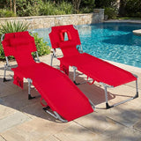 Giantex Face Down Tanning Chair, Folding Beach Lounge Chair w/ 4-Position Adjustable Backrest - Photo 2